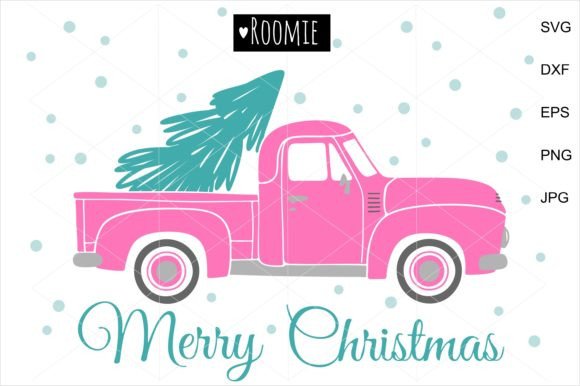 Download Merry Christmas Vintage Truck Pink Retro - Merry Collection