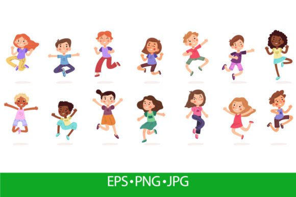 Download Happy Jumping Kids, Cute Active Cartoon - Cartoon Collection