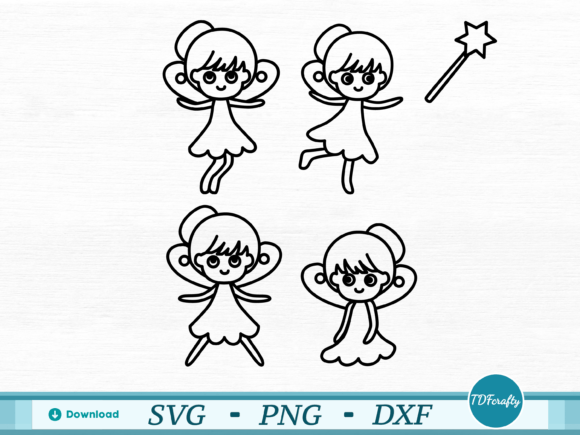 Download Cartoon Fairy Girl Pack Outline - Cartoon Collection