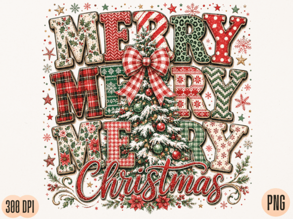 Download Merry Merry Merry Christmas Tree PNG Des - Premium Resources