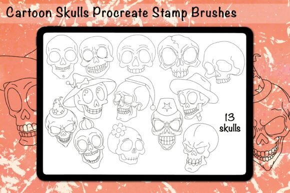 Download Cartoon Skulls Procreate Stamps - Cartoon Collection